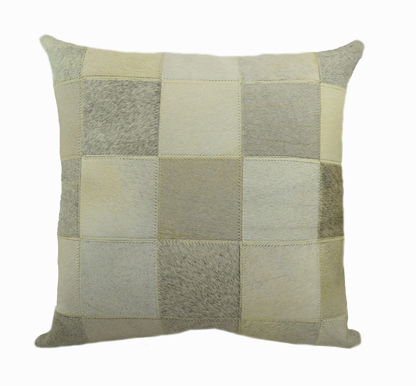 Champagne Cowhide Patchwork Pillow