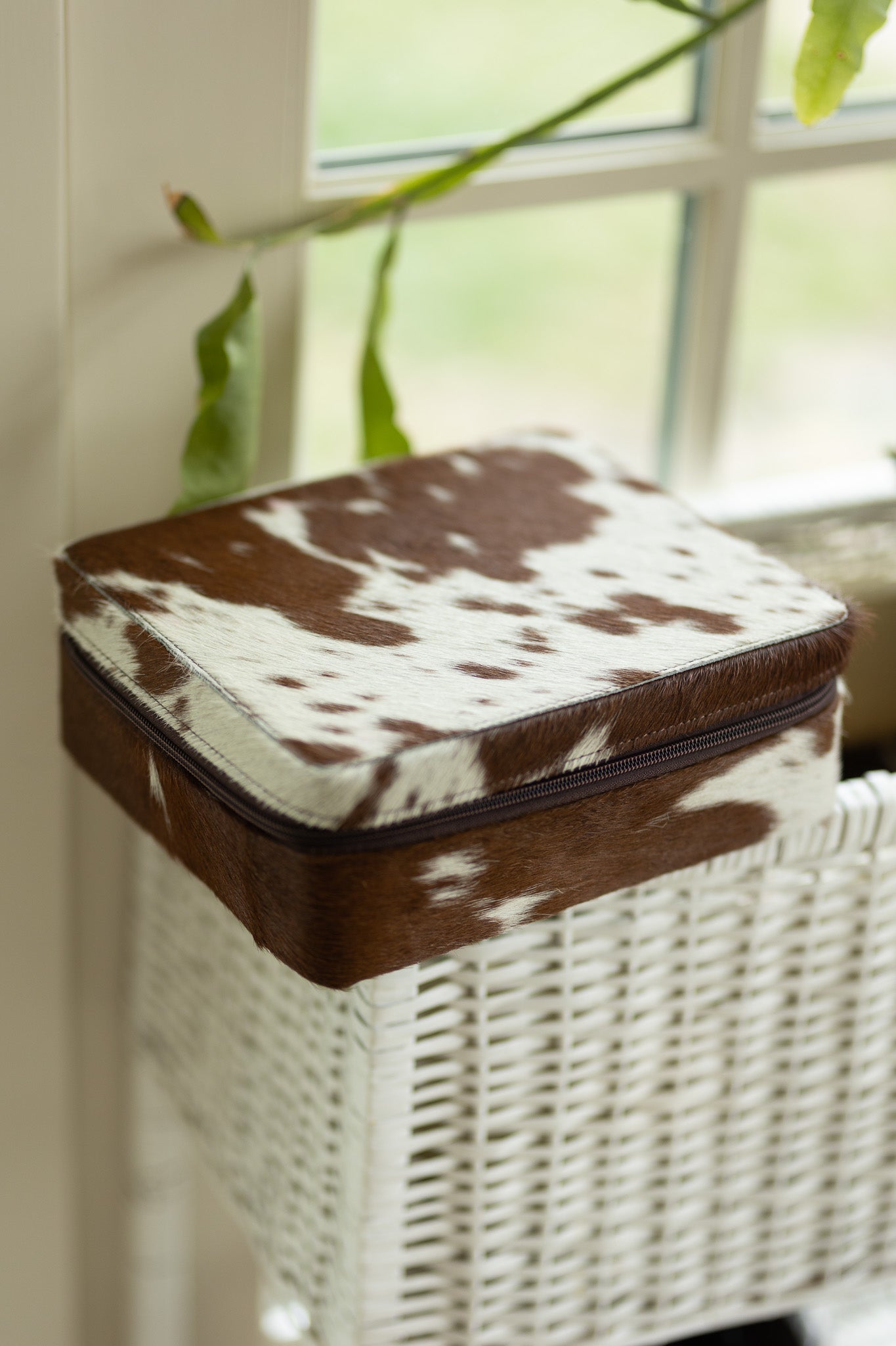 Large Square Cowhide Jewelry Box