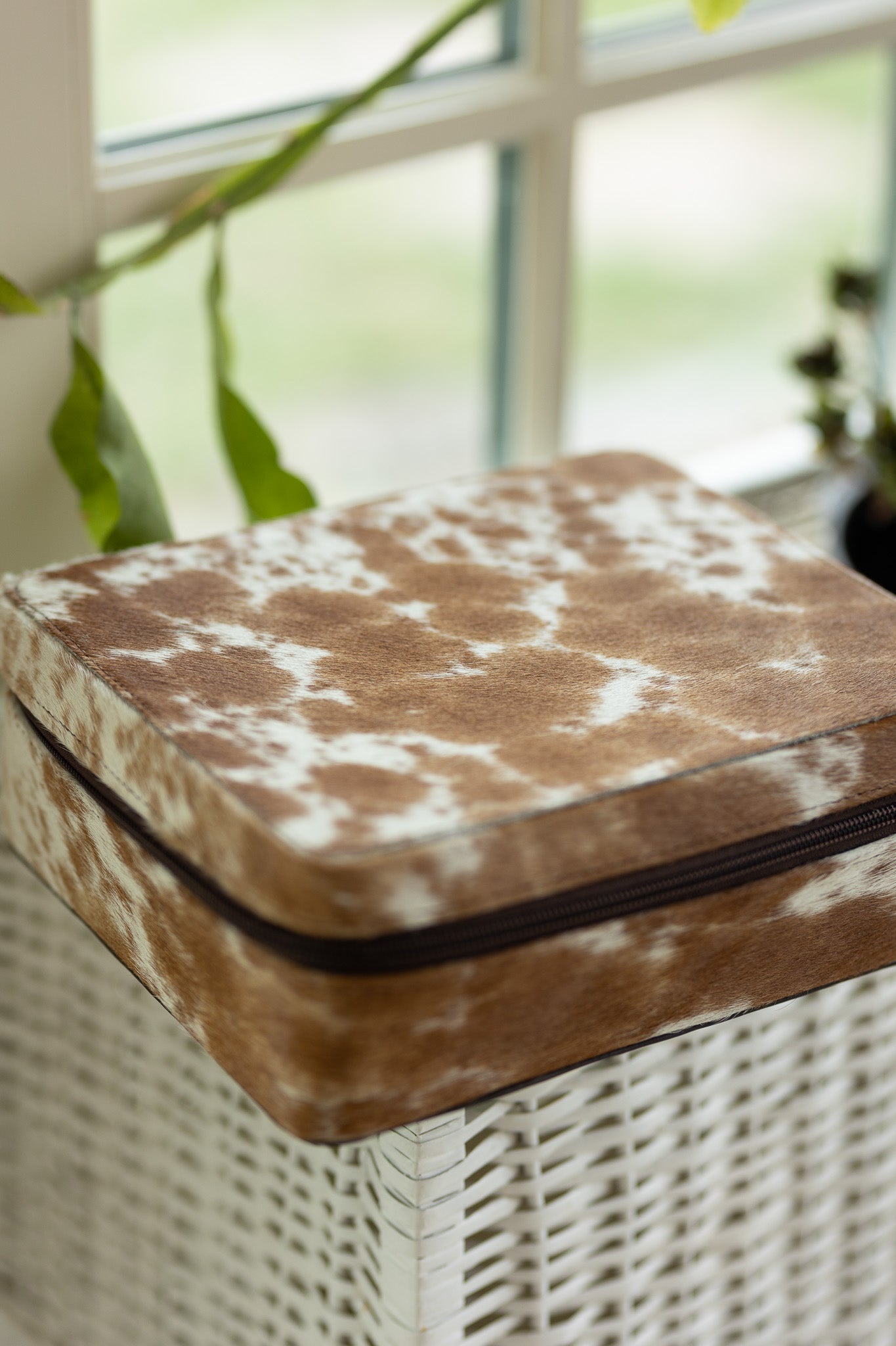 Large Square Cowhide Jewelry Box