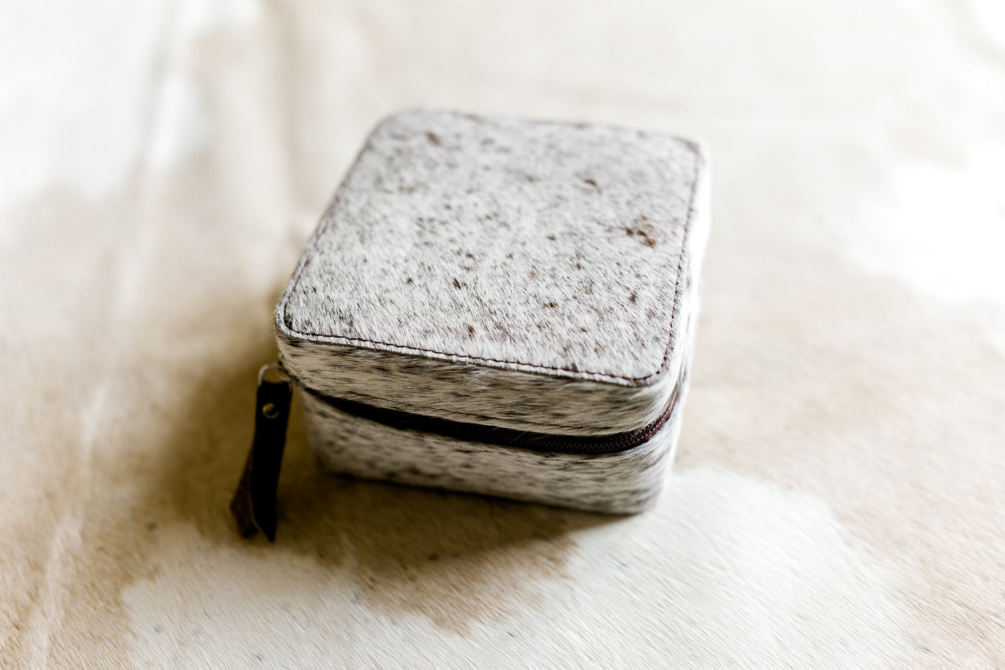 Square Cowhide Jewelry Box