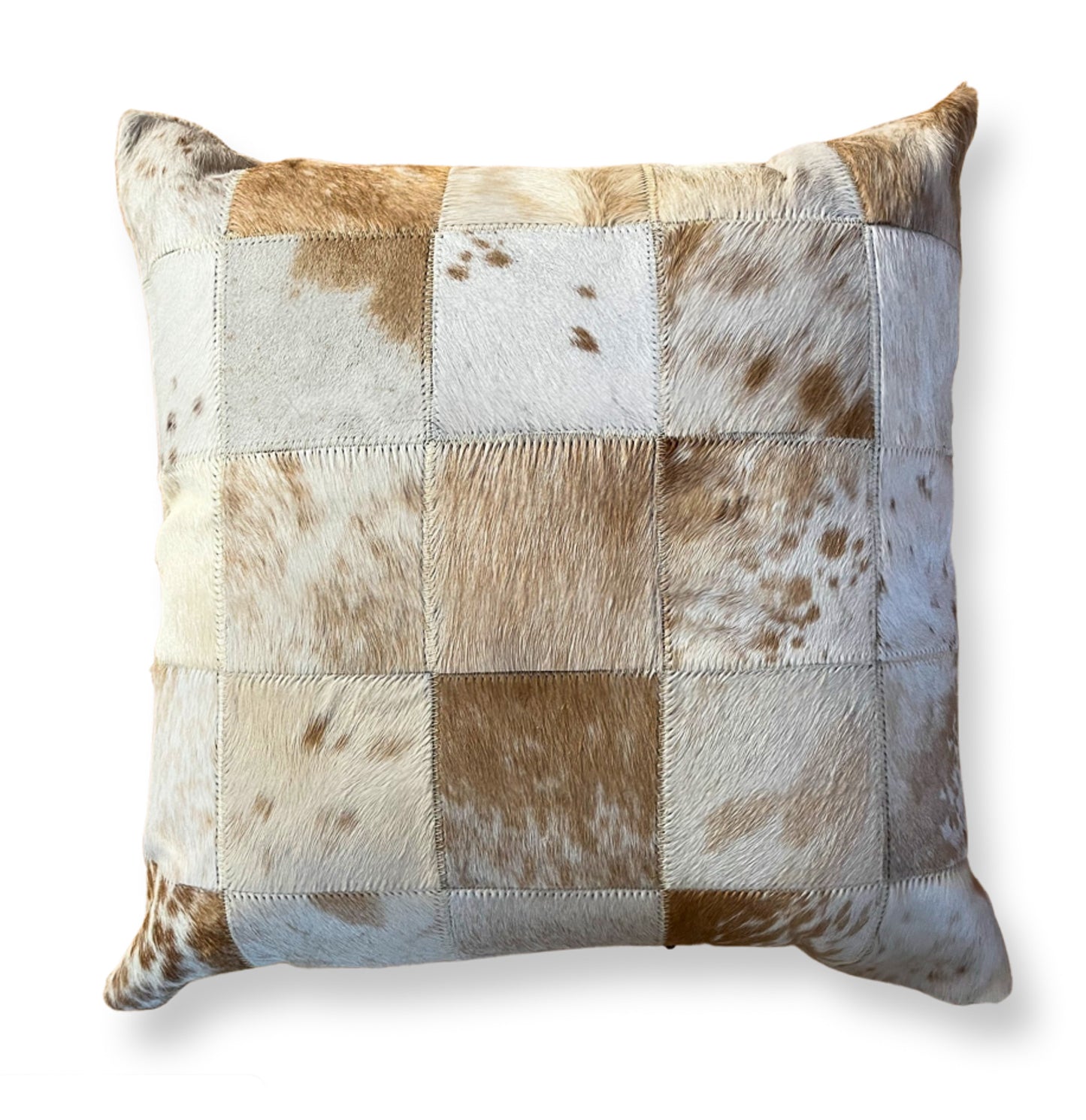 Tan and White Salt and Pepper Patchwork Pillow